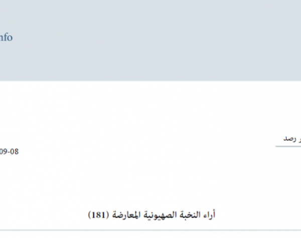 تقرير رصد: آراء النخبة الصهيونية المعارضة 08-09-2026 
